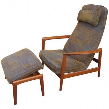 Teak Lounge Chair and Ottoman by Folke Ohlsson for DUX