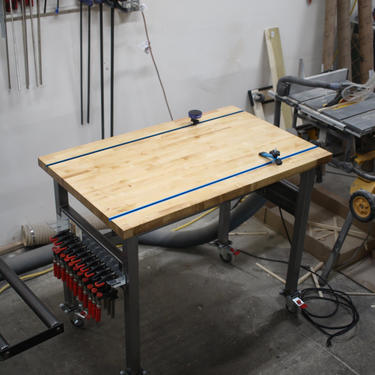 Workbench Desk / Industrial Tall Standing  / Workstation / Shop Desk / rustic 