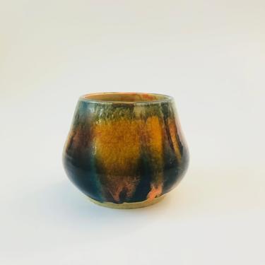 Mid Century Drip Glaze Studio Pottery Planter 