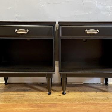 Pair of Solid Cherry Nightstands in Black Lacquer by Kling Furniture