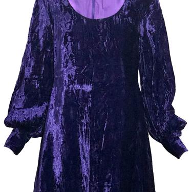 Jax 60s Dress Purple Velvet Babydoll Mini