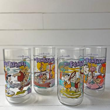 Vintage 1960's Flinstone Glasses, Hanna Barbera 1980's Hardee's Glasses, Flinestone Collector, Cartoon Collector, Perfect Gift 