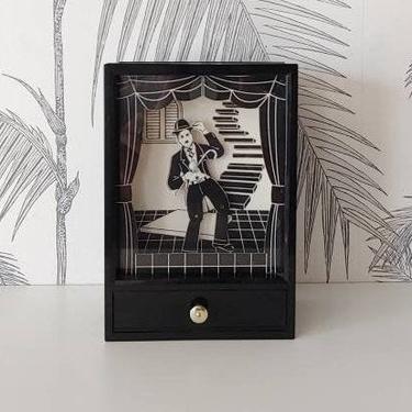 Vintage Charlie Chaplin Music Box, Dancing Motion, in Working Condition, circa 80's 