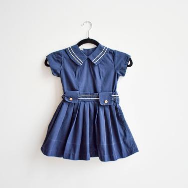 1950s Little Girls Blue Sailor Dress 