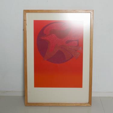 Pedro Coronel ABSTRACT Dove Modern ART Lithograph in Red 