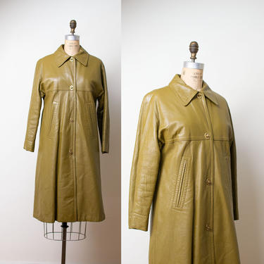 1970s Bonnie Cashin Coat / Olive Leather Coat 