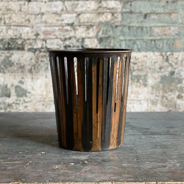 Antique Erie Art Co Flashed Copper Waste Basket 