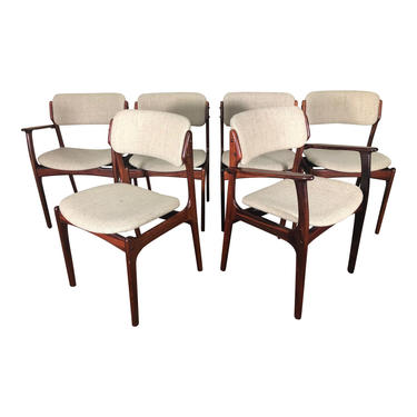 Set of 6 Mid Century Modern Danish Rosewood Dining Chairs by Erik Buch Buck 