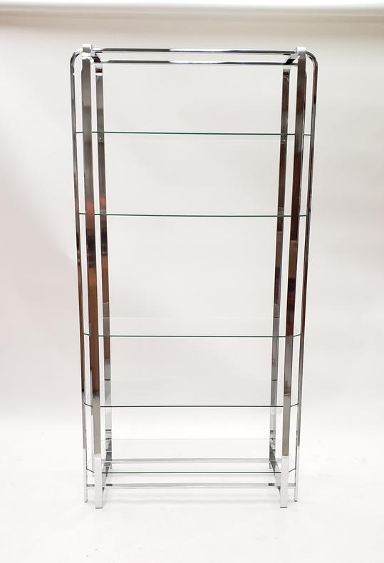 Mid-century Modern Chrome and Glass Shelf in the Style of Milo Baughman