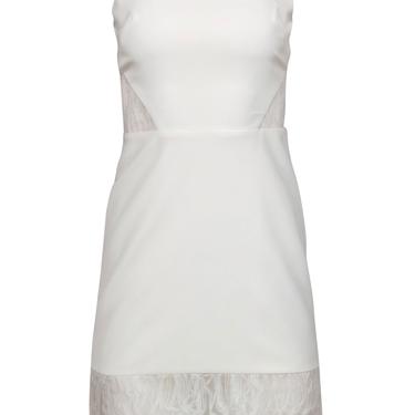 Milly - White A-Line Dress w/ Sheer Mesh Cutouts & Hem Sz 0