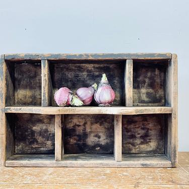 Rustic Wood Box | Antique Open Toolbox | Divided Wood Cubby | Divided Wood Tray | Wood Caddy | Divided Wood Drawer | Rustic Storage 