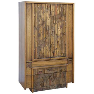 Carved Brutalist Armoire by Lane
