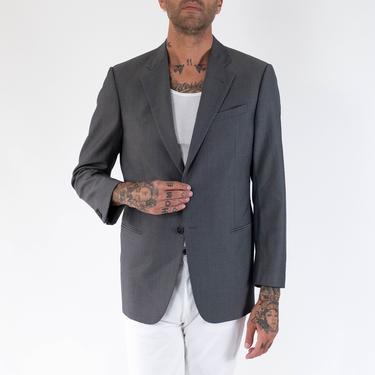 Vintage Giorgio Armani Collezioni Steel Gray &amp; Black Micro Check Blazer | Made in Italy | Size 40R | 2000s Y2K Armani Designer Suit Jacket 