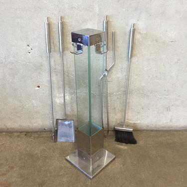Mid Century Chrome and Lucite Fireplace Tools