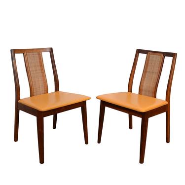 Walnut Dining Chairs Cane Back Set of 4 Mid Century Modern 