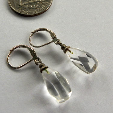 Deco Cut  Crystal Drop Earrings on Sterling  Wires 