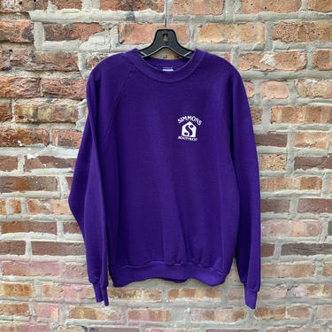 Vintage 80s Simmons Beautyrest Crew Neck Sweatshirt Size XL Purple Jerzees Raglan 
