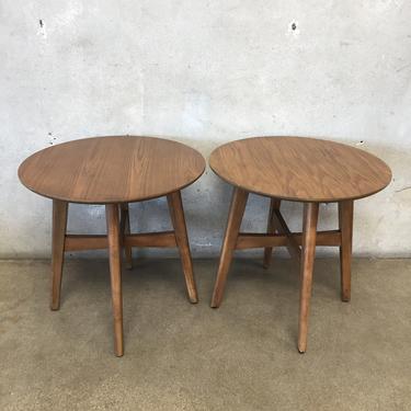 Pair Mid Century Style Round End Tables