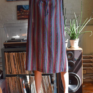Vintage 1980's Ungaro Striped Peasant Dress 