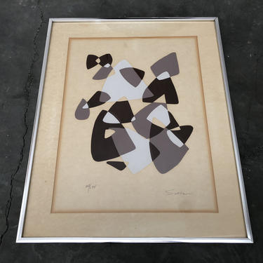 Modern Abstract Design Lithograph Art Print 