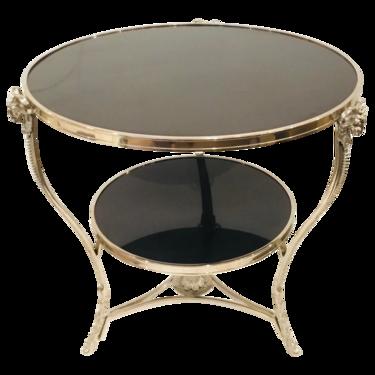 Arteriors Modern Polished Nickel and Black Marble Guiredon Side Table