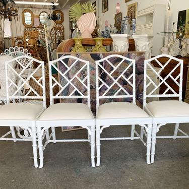 Set of Four Faux Bamboo Chippendale Side Chairs