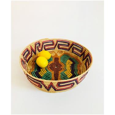 Large Vintage Woven Circular Butterfly Basket Tray 