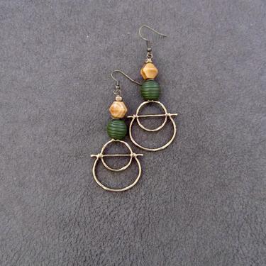 Hammered bronze earrings, geometric earrings, unique mid century modern earrings, ethnic earrings earrings, bohemian earrings, statement 81 