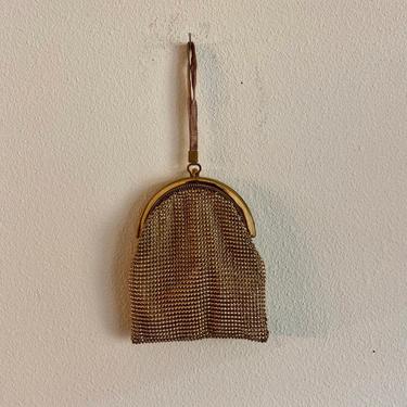 Vintage Whiting and Davis Mesh Purse, Gold Art Deco Handbag 