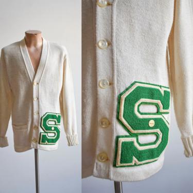 1960s Varsity Letterman Cardigan Sweater 