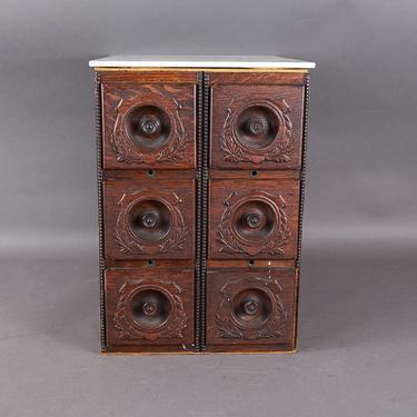 Antique Oak Singer Sewing Machine Treadle Storage Cabinet w/ 6 Drawers &amp; Top Wood Sewing Box 