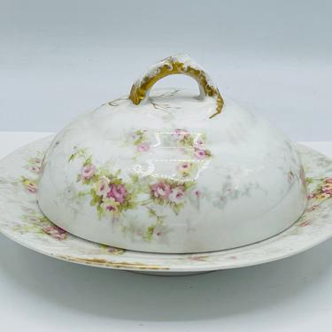 Antique 3 Piece Theodore Haviland Butter dish with strainer and lid- Limoges France 