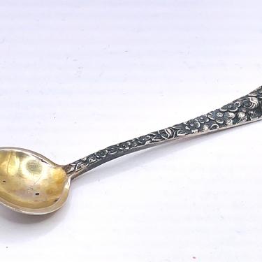 Rose by Stieff Sterling Silver Salt Spoon Gold Washed 2 3/4&amp;quot; Antique 