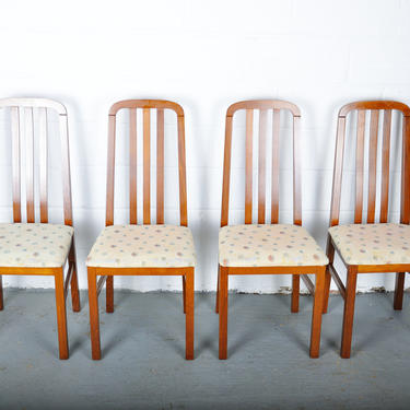 1980s Set of 4 French Splat Back Oak Dining Chairs 