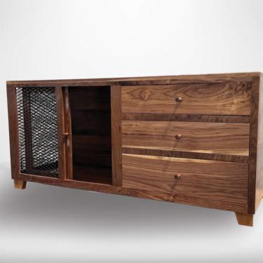 Custom Dog Crate - Mid-Century Modern Furniture with Drawers - Sliding barn doors / House / rustic furniture / bespoke / dog kennel Custom 