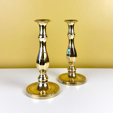 Pair of Large Brass Candle Holders 