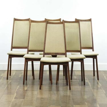 Set 6 Mid Century Modern Walnut Dining Chairs 