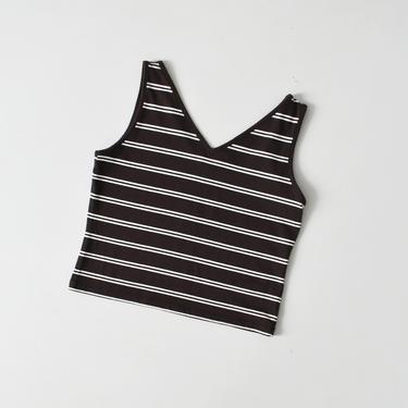 vintage striped cotton tank top, 90s cropped t shirt, size S / M 