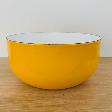 Mid Century Modern Finel Arabia Kaj Franck Design Large 10 inch Enamel Yellow Bowl 