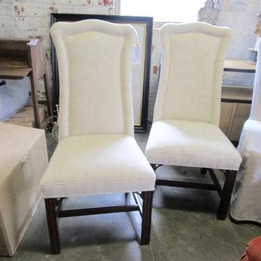 PAIR OF UPHOLSTERED TALL BACK SIDE CHAIRS