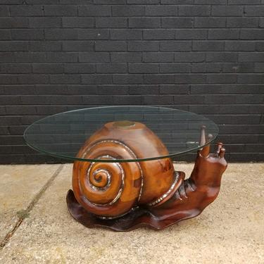 1970s Sculptural Carved Pine Snail Form Table