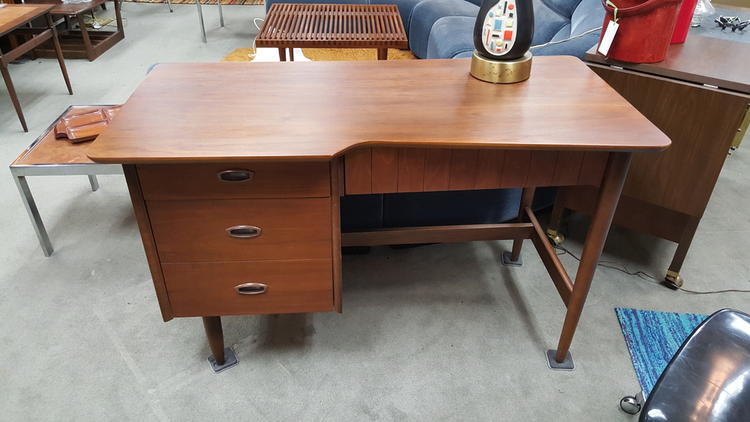 Mid-Century Modern walnut desk from the Mainline collection by Hooker