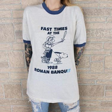 80's Vintage Snoopy Fast Times Roman Banquet Parody Event Tee 