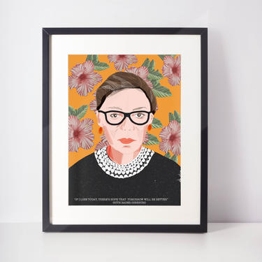 Ruth Bader Ginsburg Portrait Art Print Wall Decor Notorious RBG Cubicle Decor Office Art  Lawyer Boss Lady Pop Culture  Fan Art 