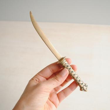 Vintage Solid Brass Letter Opener in the Shape of a Sword 
