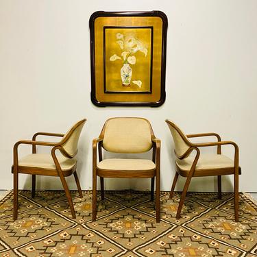 MMC Don Pettit for Knoll Bentwood Set of Three Armchairs circa 1978 