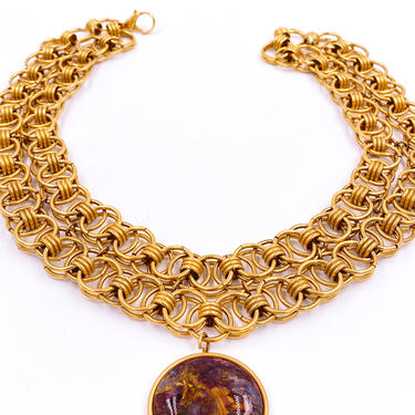 Stone Pendant Gold Chain Necklace 