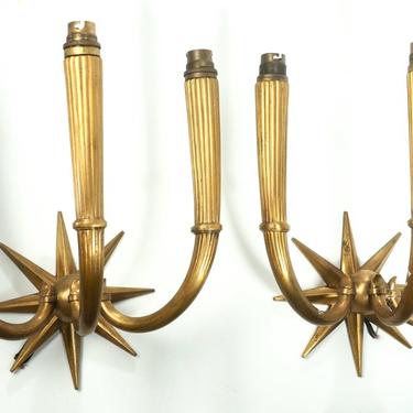 Pair of 3-branch gilt bronze sconces (#1495)
