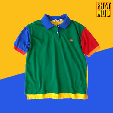 Colorful Vintage 80s 90s Color Block Brooks Brothers Polo Shirt 