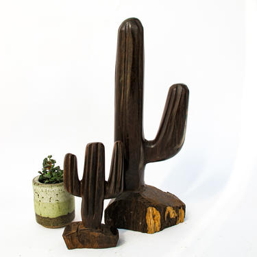 Set of 2 Vintage Ironwood Cacti 